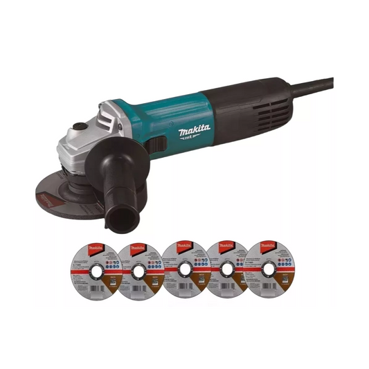 Mini Esmeriladora Angular Makita M9510B 4-1/2 850W + 5 Discos